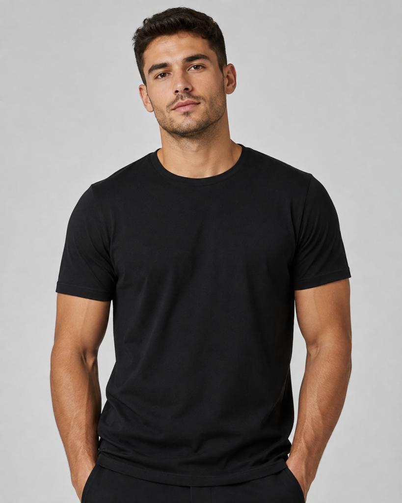 Camiseta Wortic Essencial PRO preta masculina lisa - foto em estúdio