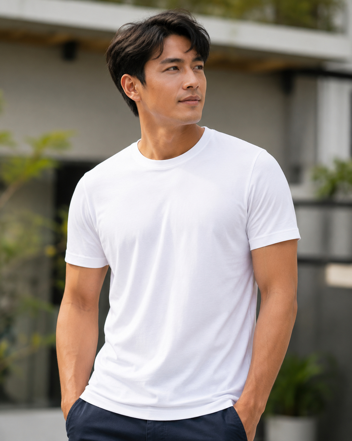 Camiseta Wortic Essencial PRO branca masculina lisa - look casual lifestyle